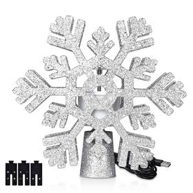 X-60-xma-001-031 Xcceries Christmas Tree Topper Star 3d Silver Snowflake Rotating Projector Decoration