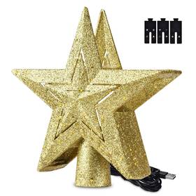 X-60-xma-002-031 Xcceries Christmas Tree Topper Star 3d Led Snowflake Rotating Projector Golden Decoration