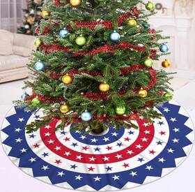 Fuhuojiesq-02 Xemitoro 4th Of July Tree Skirt Decorations 36inch Christmas Skirts Hol