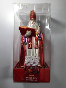 214038 Xenos Dutch St Nicholas Sinterklaas Hanger Glas Ornament Cardinal Christmas