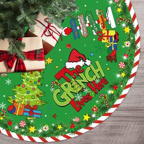 20250813-3 Xhcygwy Christmas Decorations Santa Grinch Snowflakes Whoville 48 Tree Skirt Xmas Gift