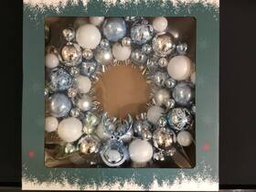 24wreath-blue Xifan 80 Pcs Christmas Ball Ornament Wreath For Front Door 13 Inch Blue Silver And