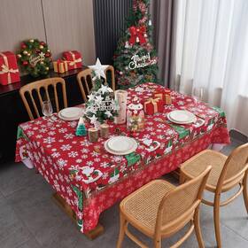 Xipvcsd-fsnowflake60140 Xikaywnt Vinyl Christmas Tablecloth With Flannel Backing 100% Waterproof Rectangle Pvc