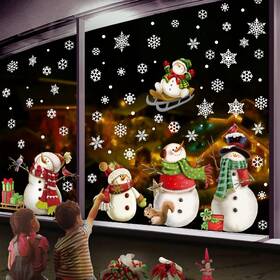 Xinmeixin 672203521325 Christmas Snowflake Stickers Snowman Window Decals For