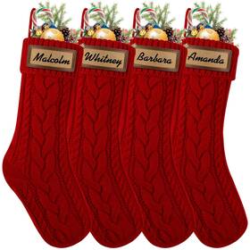 Ximi-us-xm304m1p1 Xoytn 4 Pack Christmas Stocking With Leather Patches 18inches Large Red Custom Name