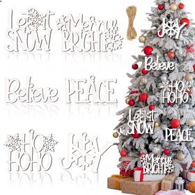 Cu-yalikop-894 Yalikop 6 Pieces Christmas Wall Decor Xmas Hanging Believe Sign Winter Wooden Words F