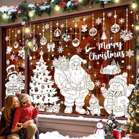 Dm2300 Yanfeng Decalmile Large Christmas White Santa Claus Snowman Window Cings Double Sided