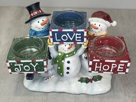 1179067 Yankee Candle Snowman Trio Tealight Holder Centerpiece Winter Christmas