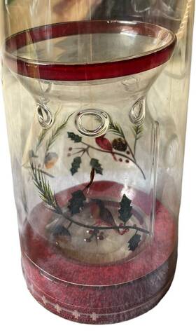 1220032 Yankee Candle 2011 Glass Tea Light Tart Wax Warmer Christmas Holiday Cardinal