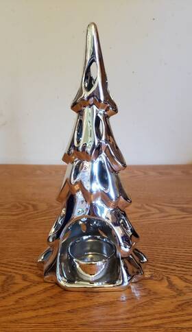 1331568 Yankee Candle Silver/chrome Medium Christmas Tree Tea Light Holder 10 Inch
