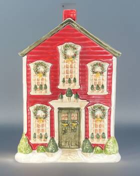 Yankee Candle 609032498610 Red House Jar Holder Keeper 7 Inch Holiday Christmas Wreath New