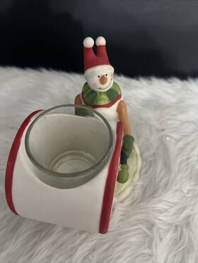 Yankee Candle 609032555955 Circus Snowman With Peppermint Wheel Drum Christmas Votive Holder