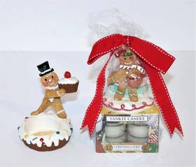 Yankee Candle 609032816117 Gingerbread Man Christmas Cookie Holder Set W Box Tealights