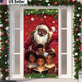 M-087 Yarcooly 081904167518 African American Christmas Door Cover Black Santa Claus 71 35 Inches