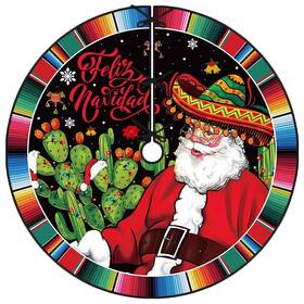 Yarcooly 081904553182 Mexican Christmas Tree Skirt 48 Inch Feliz Navidad Collar