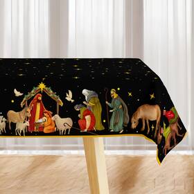 Zb-030 Yarcooly Christmas Nativity Tablecloth - Holy 60 Inch X 80 Oblong