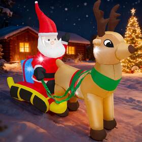 Xmas-srs-72 Ycind 7.2 Ft Length Christmas Inflatable Multicolor Santa Reindeer Sled- 7.2ft