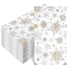 Yeaqee-qeq3342 Yeaqee 200 Pcs Winter Napkins Paper Disposable Snowflake Christmas Guest Hand