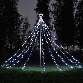 11lst006-12ft-cold Yescom 12 Ft Waterfall Cone Tree Light With 362 Led Star 9 Strings Christmas Cold White