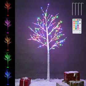 60xma016-180bh-00 Yescom 6 Ft Birch Tree Light 305 Rgb Led Color Changing Home Outdoor Christmas Decor
