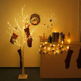 60xma016-birch-180-1 Yescom 6 Ft Lighted Birch Tree 305 Led Warm White Light Home Party Christmas Decor