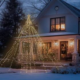 60xma037-flp20ft-06 Yescom 20ft Flagpole Led Christmas Tree Large 4840 Outdoor Decor Warm White