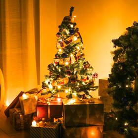 Yescom 767571327911 Christmas Tree Artificial Lights 4ft Green Folded Hinged 200 Branch Tips