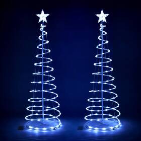Yescom 767571338559 5ft Led Spiral Tree Light Outdoor Yard Xmas Decor Battery White 2 Pack