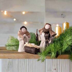 7d5414-ih Yhd Christmas Primitive Oh Holy Night Nativity Figures 3 Pc