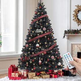 Qd2-550c Yitahome 7.5ft Prelit Black Halloween Artificial Christmas Tree Remote