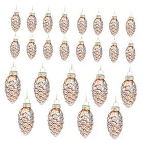 Jsg02c Yiya 24 Pcs Christmas Pinecone Glass Ornaments Hanging Pine Cone Painted 24pcs