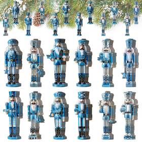 Ky-yookeer-3137 Yookeer 36 Pcs Beach Nutcracker Christmas Ornaments 5.11 Inch Blue Ocean Xmas Tree