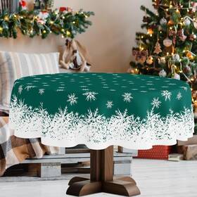 Yotcl-xmas055 Yostev Christmas Tablecloth 60 Round Green Snowflakes Theme Table