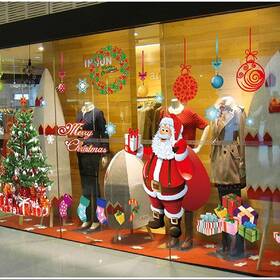 Fbaken20181019a Yuloong Ca2 Christmas Windows Static Stickers Clings Removable Vinyl Santa Claus Christma