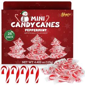 Yumzo 850027688251 Christmas Mini Candy Canes Classic Red And White Peppermint Flavor For Holiday
