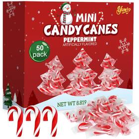 Yumzo 850027688268 Christmas Mini Candy Canes Classic Red And White Peppermint Flavor For Holiday