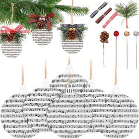 Syu-bnui-0369 Yuxung 36 Set Christmas Music Notes Ornament Doublesided Treble Clef Wood With
