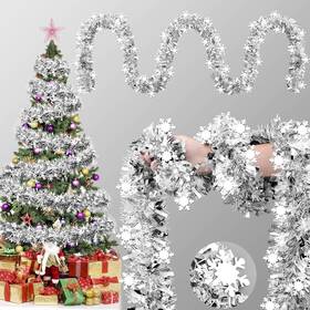 Syu-yuxung-3159 Yuxung 33 Ft Christmas Tinsel Garland Metallic Light Silver