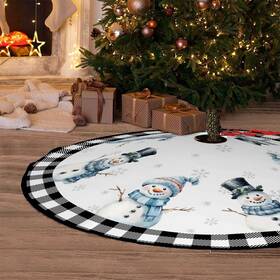 Hjsq6731 Yzcomeon Christmas Tree Skirt 36 In Buffalo Plaid Snowman Xmas Skirts With Snowflake