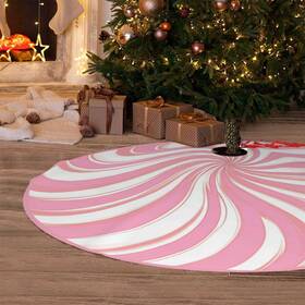 Hjsq68 Yzcomeon Christmas Tree Skirt 36 Inch Candy Swirl Stripe Trees Skirts Mat 36in Pink
