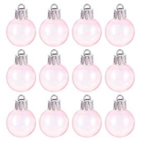 Zaplyte 636939393809 12pcs Christmas Iridescent Ornaments Balls 1.18 Inch Plastic Hanging Ball Pink