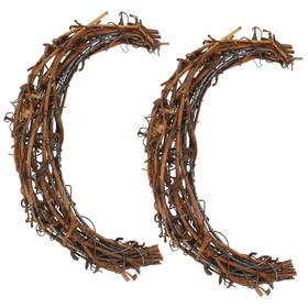 Zaplyte 669739037352 2 X Moon Rattan Wreath 15cm L Christmas Natural Branch Garland Ring Hoop Brown