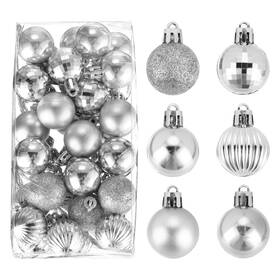 Zaplyte 679134807016 36pcs Christmas Ball Ornaments Tree Decorations Balls Silver 1.2 Inch /3cm