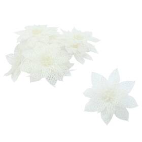 Zaplyte 709874474923 Festival Christmas Artificial Glitter Hanging Ornaments Flower White 10pcs