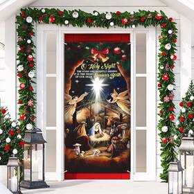Sdj00146 Zeptrix Jesus Nativity Scene Christmas Door Cover Religious Outdoor Porch Decoration