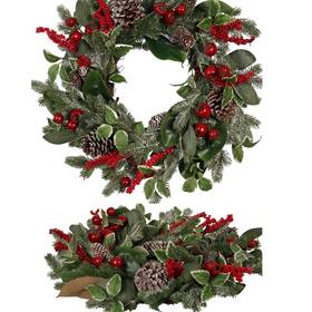 Ls241105w Zhemobang 24-inch Christmas Wreath For Front Door - Artificial Holiday With Fros