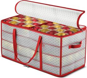 Zober 810158036574 Plastic 3 Inch Compartments Christmas Ornament Storage Box Large - Red