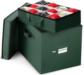 Hu-xi-201 Zober Christmas Ornament Storage Box With Trays 4-inch Compartment - Green