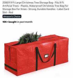 Zcp-101-rd Zober 9 Ft Large Christmas Tree Storage Bag - Fits Artificial Trees Plast
