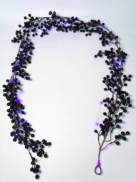 Sd-09 Zolyyy Artificial Black Berry Christmas Decor 6.23ft With 30 Led Fairy String Lights